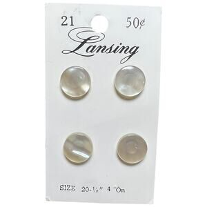 Vintage Lansing Pearly White Buttons Metal Closures NOS Card Iowa